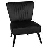 Beliani Modern Armless Living Room Accent Armchair Vertical Tufting Fabric Black Vaasa