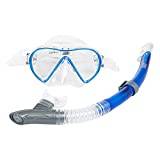 Zoggs Unisex-Youth Combo Reef Explorer Snorkel and Mask Set, Blue/White/Clear, 8 - 14 Years
