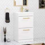 Cesar Floor Standing Vanity Unit 2 Drawer Brushed Brass Handle with Minimalist Basin - Multicolor & Sizes