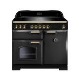 Rangemaster CDL100EICB/B 100cm Classic Deluxe Electric Induction Range Cooker-Charcoal Black/Brass