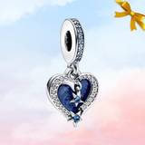Celestial Shooting Star Heart Double Dangle Charm * New Genuine S925 Silver Charm for Pandora Bracelet * Necklace Pendant * Gift for Her