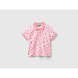 Benetton, Pink Polo Shirt With Floral Print, size 3-4, Pink, Kids
