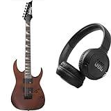 Ibanez GRG121DX GIO Range - Electric Guitar - Walnut Flat & JBL Tune510BT - Wireless on-ear headphones featuring Bluetooth 5.0, up to 40 hours battery life and speed charge, in black
