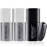 Semilac Base Coat, Top Coat & UV Gel Colour Polish. Long Lasting, Chip Resistant & Easy To Apply. 108 Metallic Black Colour UV Gel Nail Varnish. Perfect For Manicure or Pedicure.
