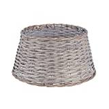 Floralcraft Woven Willow Christmas Tree Skirt - 39cm Base X 20cm Height, Xmas Tree Stand Rattan Wicker Basket Christmas Tree Decoration (Grey)