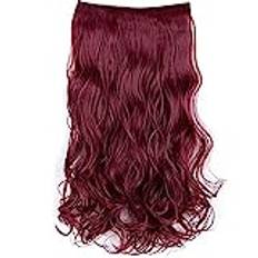 23.6in Hair Extension Wave Curly Matte Synthetic 6 Clips Hairpiece Extension Head Hairpins Straight Machine Remy Wigs for Women Salon(Claret)
