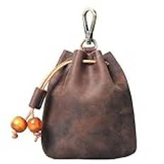 Small Coin Purse Mini Drawstring Bucket Bags Pu Leather Change Pouch Waist Bag Multifunctional Handmade Small Bag for Men Women