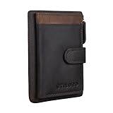 STILORD 'Garrett' Leather Card Holder with Key Case Vintage Mini Wallet RFID Protection Small Leather Purse for Men and Women in Gift Box, Colour:Dark - Brown