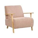 Beliani Modern Retro Armchair with Armrests Pink Fabric Lesja