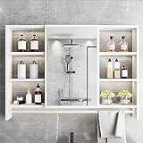 GLFNB Medicine Cabinets for Bathroom with Mirror, 24 * 5 * 28Inch, Bathroom Vanity Mirror with Storage, Rectangular Wooden Framed Mirror Cabinet (Color : White, Size : 90 * 12 * 70CM)