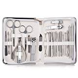 SKREOJF 26 Pcs Professional Nail Clippers Manicure Set Stainless Steel Nail Cutter Scissor Cuticle Nipper Nail Tools Set (Color : White)