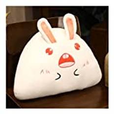 KUDOU 42/48CM Cute Rice Ball Shape Rabbit Ear Plush Pillow Sofa Chair Back Cushion Cartoon Animal Nap Sleeping Pillow Birthday Gift Toys Soft (Color : Happy, Height : 42x36CM)