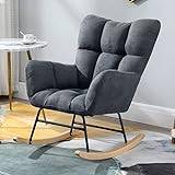 ALEjon Gray Upholstered Nursery Rocking Chair – Stylish and Comfortable Armchair for Your Living Room