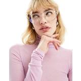 ASOS DEISGN clear lens metal round glasses with blue light lens-Silver