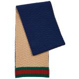 Gucci Kids Colour-blocked Chevron Wool Scarf - Blue Navy Other