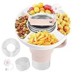 Yuchengxiang Silicone Snack Bowl Tumbler Snack Platters Food Grade Reusable Snack Tray Lightweight Snack Ring with 4 Compartments for Stanley Cup Accessories(White)