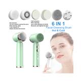 (Green Hot Cool Sonic) Ultrasonic Electric Face Cleansing Brush Hot Cool Sonic Facial Exfoliating