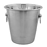 Kosma Stainless Steel Champagne Bucket | Beverage Bucket | Ice Bucket Wine Cooler, Bottle Cooler - 21 x 21cm (Ribbed)