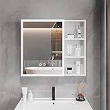 Rectangular Anti-fog Wall Mirror, Bathroom Wall Cabinet with Storage Shelf, Waterproof Medicine Cabinet in Aluminum, Smart Touch Button (Color : A, Size : 70 * 68cm)