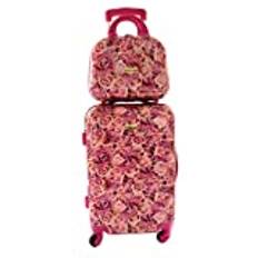 Camomilla Luggage Set, Carry-On Suitcase (40 lt.) + Vanity Case (10 lt.), Hard Shell, Spinner Wheels, Built-in TSA Lock, Fuchsia-Roses