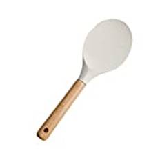 Rice Paddle Silicone Rice Spoon Non Stick Rice Spatula with Wood Handle for Sushi Rice Mashed Potato