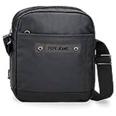 Pepe Jeans Hatfield Shoulder Bag Tablet Black 22 x 27 x 8 cm Polyester, Black/White, One Size, Portatablet Shoulder Bag