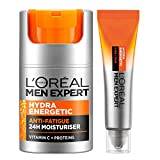 L'Oréal Men Expert Hydra Energetic Eye Roll-On, With Vitamin C, 10ml & L'Oreal Men Expert Hydra Energetic Anti-Fatigue Moisturiser, with proteins and Vitamin C