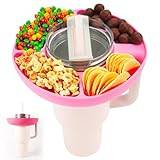 PEUTIER Snack Tray for Stanley H2.0 30oz Tumbler, Reusable Snack Bowl Storage Top Ring Candy Nuts Platter Containers with 4 Compartments for Food Topper Cup Holder for Stanley Cup Accessories (Pink)