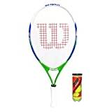 Wilson US Open Junior Tennis Racket + 3 Tennis Balls (All Junior Sizes) (23" Red/Yellow)