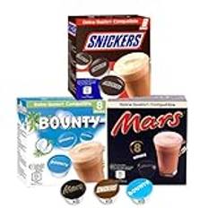 Mars, Snickers and Bounty Hot Chocolate Capsules compatible with Dolce Gusto coffee machine - 24 Hot Chocolate Capsules