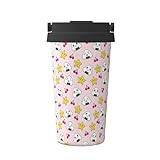 YJxoZH Cute Rice Balls and Stars Pattern Print Reusable Coffee Cup - Vacuum Insulated Coffee Travel Mug for Hot & Cold Drinks
