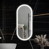 RAK Picture Oval 450 x 1000mm Brushed Nickel LED Illuminated Bathroom Mirror