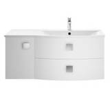 Hudson Reed Sarenna 1000mm Wall Hung Vanity Unit and RH Polymarble Basin in Moon White