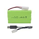 ZYGY 9.6V 2800mah AA Rechargeable Battery with Tamiya Plug with USB Charging Cable for RC Toy Car Truck Tank Engineering Car RC Boat Rechargeable Battery