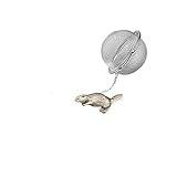 r267 Beaver English Pewter on a Tea Leaf Infuser Stainless Steel Sphere Strainer
