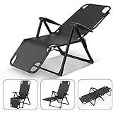 LXMBHAM Classic Lounge Chairs Sun Lounger/Zero Gravity Sun Chairs, Outdoor Patio Recliner Beach Garden Camping Folding Lounge Chair Support 200kg,Sunlounger (Black) Warm as ever