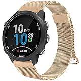 Mugust Compatible with Garmin Forerunner 245 Strap/Garmin Forerunner 245 Music Strap/Garmin Forerunner 645 Strap,Magnetic Clasp Stainless Steel mesh Replacement for Forerunner 245/645 (Rose Gold)