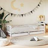 Swpsd Kids Bed Frame House Bed Base with Drawers, Treehouse Style Bed for Kids with Storage Underneath White 80x200 cm Solid Wood Pine Furniture white Cots & Toddler Beds Option3