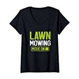 Womens Lawn Mowing Mode Mowing Landscaper Grass Cutting Gardener V-Neck T-Shirt