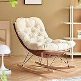 Leisure Rocking Chair and Footstool Set,Upholstered Recliner Rocker Chair,Modern Fabric Tall Back Accent Rocker Chair，Upholstered Nursing Armchair with Wooden Base for Living Room, Bedroom (