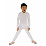 LANBAOSI Kids Boys Ski Base Layer Thermal Underwear Long Sleeve Top and Leggings Set Compression Athletic Shirt Tights, 7, White