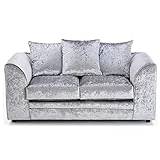 HHI 2 Seater Silver Crushed Velvet Sofa set 001