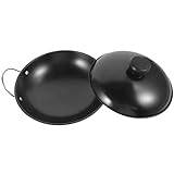 Yardwe Stainless Steel Saute Pan Stainless Wok Double Handle Pan Dry Pot Stainless Steel Wok Saute Pan with Lid Chinese Cooking Wok Metal Frying Pan Reusable Hot Pot Cooking Pot for Home