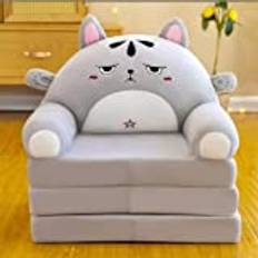 Three Layers of Folding Kids Sofa/Children Sofa/Lazy Sofa/Armchair Flip Open Plush Foldable Mini Sofa Softtoy Cute Cartoon Design Baby Seat Couch (Not Cover!with Liner Filler) (Grey Rabbit)