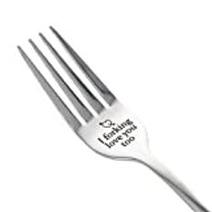 Forking Love You Too Funny Engraved Forks, Stainless Steel Engraved Fork, Personalized Letter Dinner Fork-I Forking Love You Too, Unique Carving Fork Best Gifts for Christmas Valentine's Day A3ANCZ-1