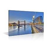 Tower Bridge Pictures Prints on Canvas London Night Cityscape Wall Art Home Decorations Thames River Wall Decor for Living Room Bedroom Decoration 1 Panel Paintings Framed Ready to Hang (16"Wx 24"H)