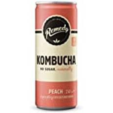 Remedy Kombucha Tea - Peach - Sparkling Live Cultured Drink - Naturally Sugar Free Soft Drink - Prime Probiotic Drink for Gut Health - 12 x 250ml