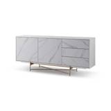 Adriana Large Buffet Sideboard White - Gillmore Space - Dark Chrome and Grey Caramic Marble