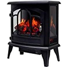 Electric Fireplace With Surround Freestanding, Electric Stove Fires Log Burner With Real Flame Effect, Overheat Protection, 1400W Power