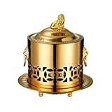 lesulety Mini Portable Alcohol Stove Fondue Set Cheese Marshmallow Cheese Stainless Steel Fondue Retro Party Camping Fondue (7in),Gold